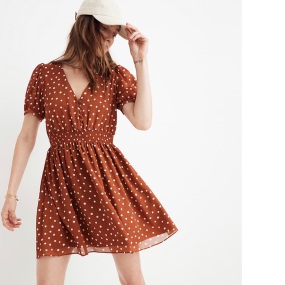 Madewell Dresses & Skirts - MADEWELL Smocked-Waist Polka Dot Mini Dress XXS